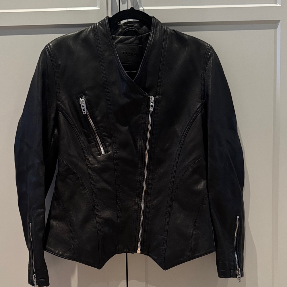 Blank NYC Black Vegan Leather Asymmetrical Moto Jacket